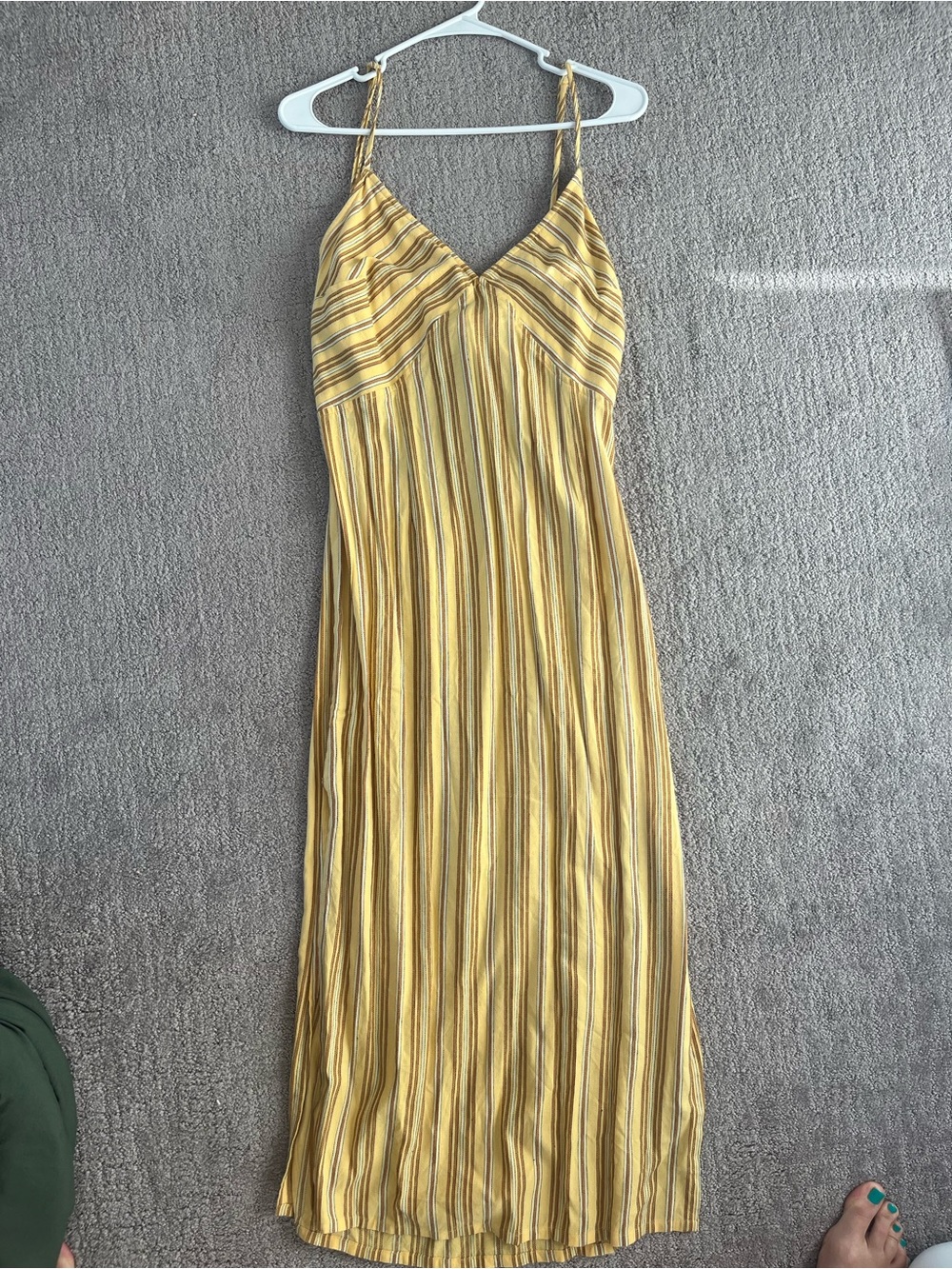 Muse Yellow Striped V-Neck Maxi Dress